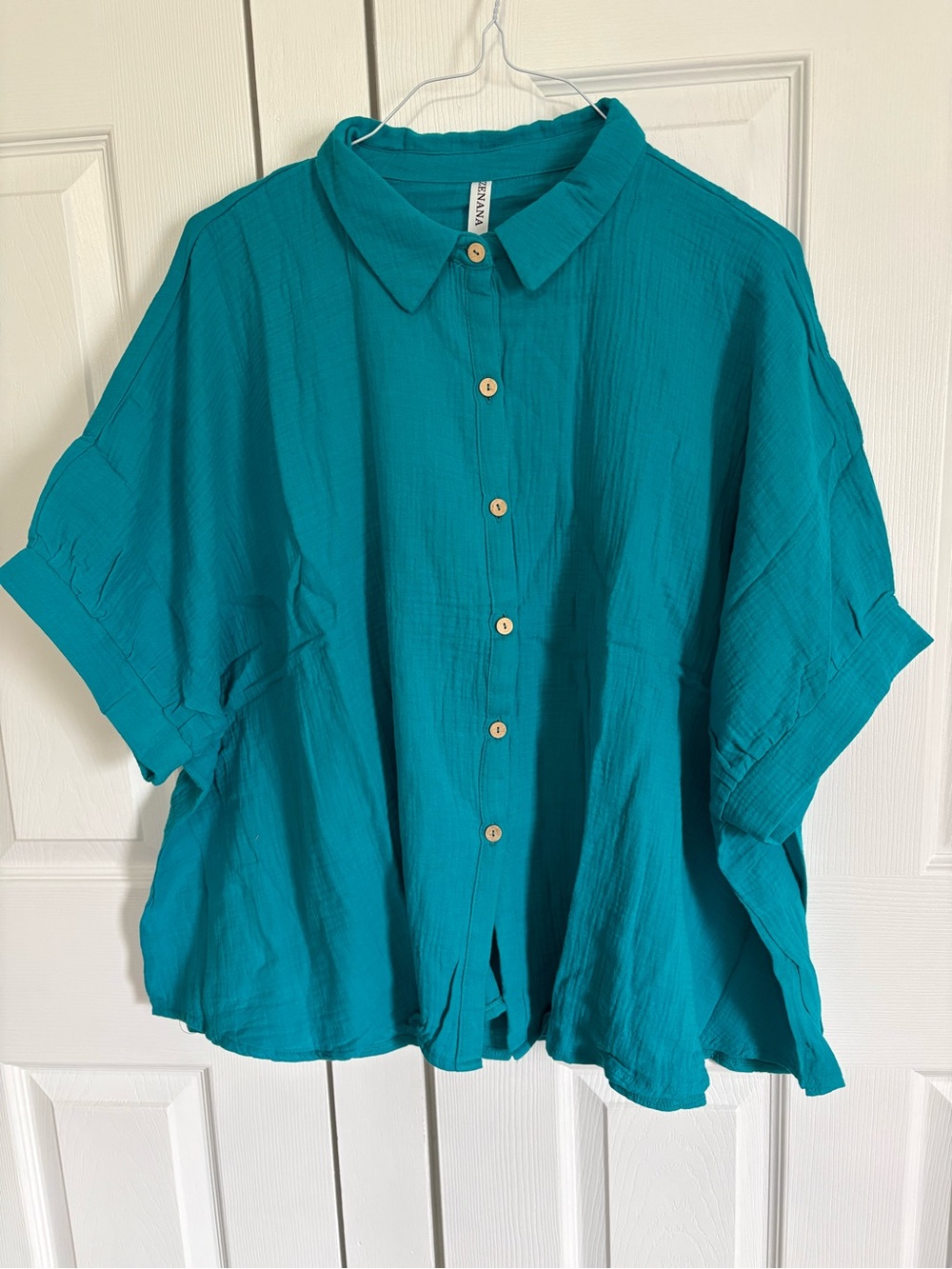Zenana Outfitters Teal Relaxed Button-Front Shirt